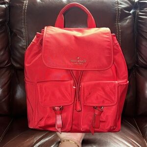 🔥🔥🔥Kate Spade Red Carley Flap Nylon Backpack